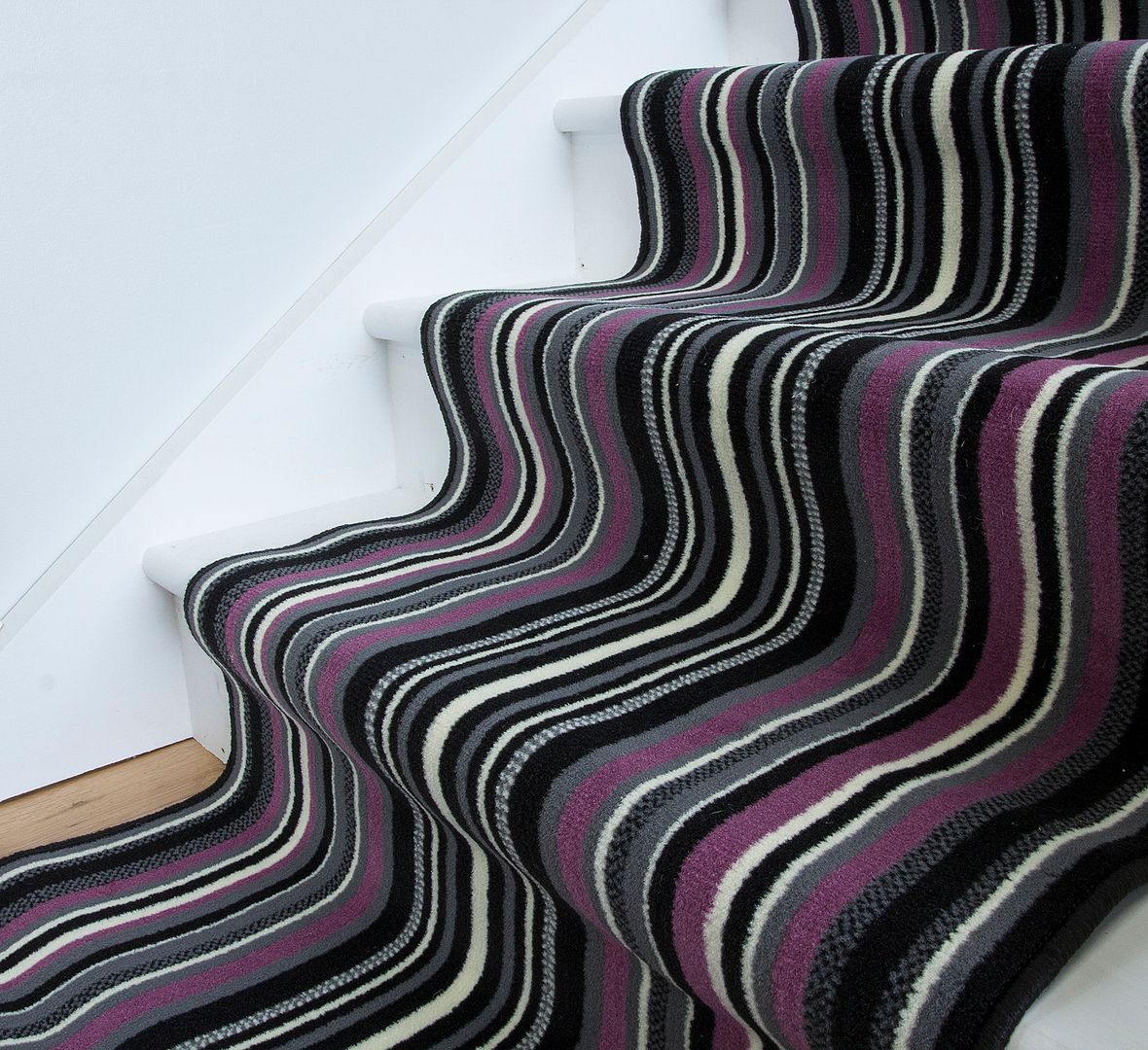 New Purple Black Stripe Hallway Rug Any Length Carpet For Stairs Sold